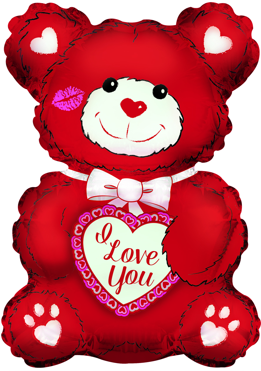 I Love You Red & White Teddy Air filled